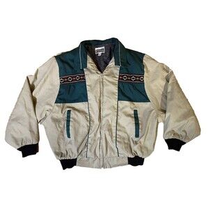 Vintage Express Riders 3x Jacket Coat Aztec Western Blanket Lined Green/Beige